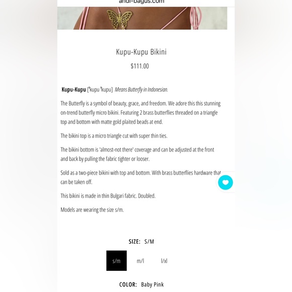 NWT Baby Pink Micro Bikini Set with Butterfly Accents
Size S/M - Picture 6 of 6